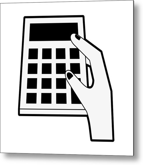 493x572 Hand Holding A Calculator Metal Print