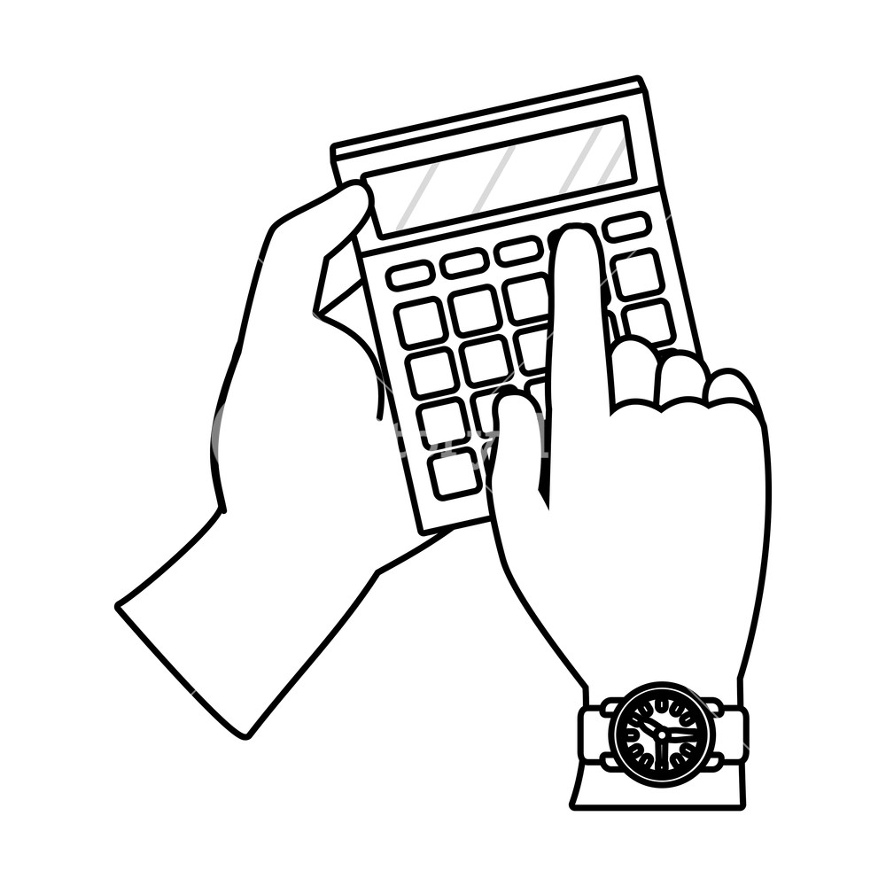1000x1000 Human Hand Holding Calculator Cartoon Vector Illustration Graphic