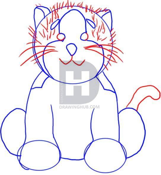 543x590 How To Draw Black And White Cat, Step