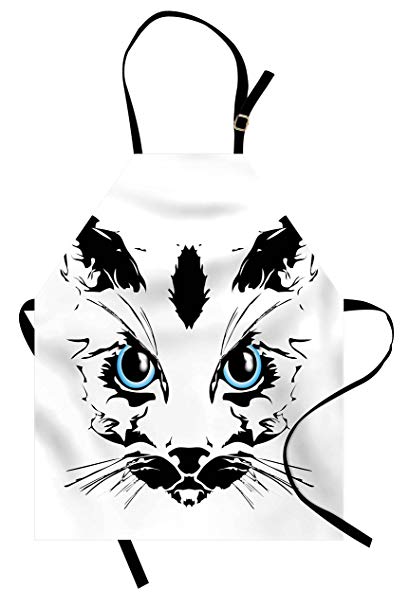 409x606 Ambesonne Animal Apron, Big Cat Face Pet Cute