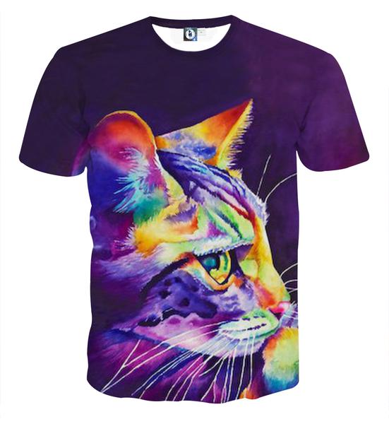 551x600 Cat Face Colorful Fan Art Drawing Pretty Design T Shirt