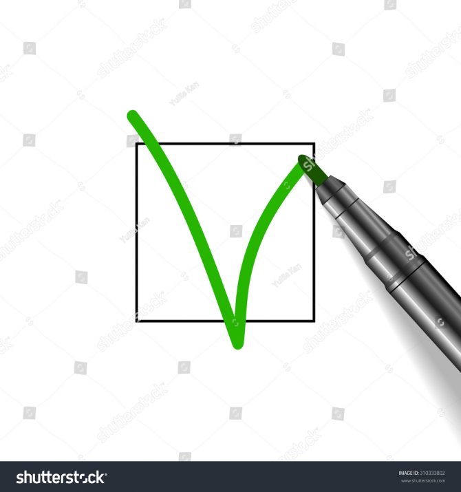 670x715 Checklist Box Image In Di Excel Symbol With Green Pencil Stock