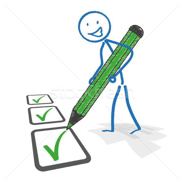 600x600 Stickman Checklist Pen Vector Illustration
