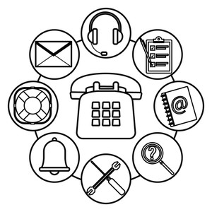300x300 telephone assistance icon with assistant tools headset checklist