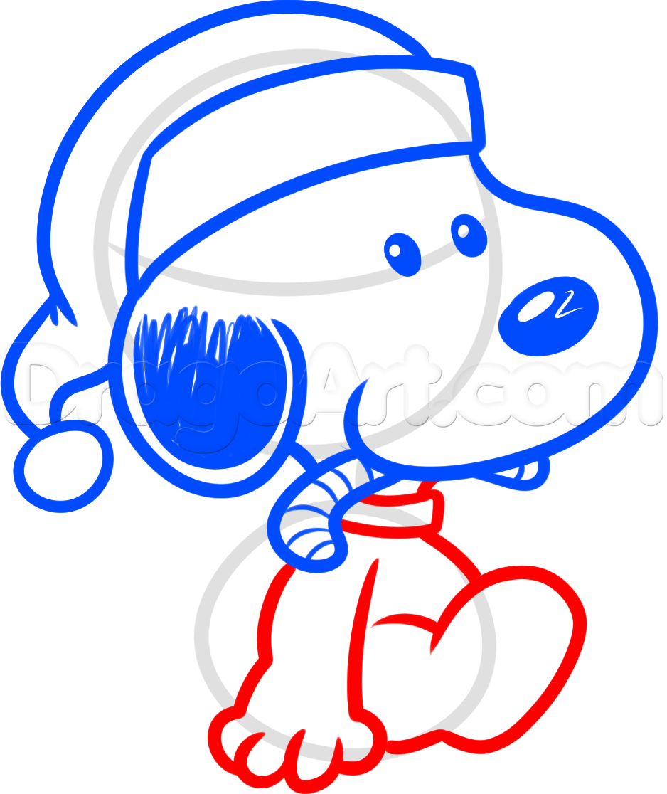 938x1116 How To Draw Christmas Snoopy, Step