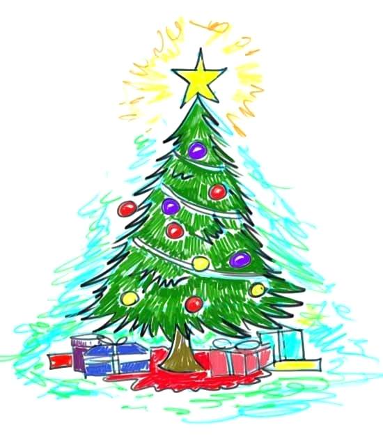 550x643 Drawing Of Christmas Tree How To Draw A Tree Step Drawing