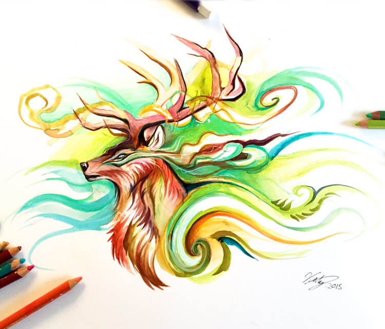 750x640 Magic Deer Color Drawing