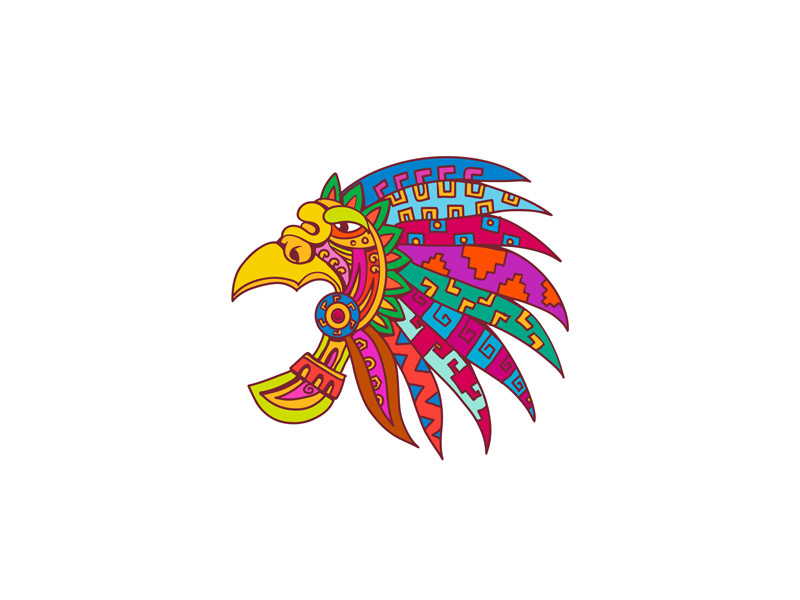 800x600 Ancient Aztec Headdress Drawing Color