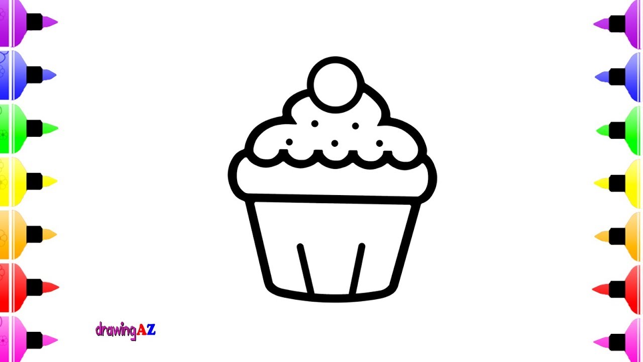 1280x720 How To Draw Cupcake For Kids Children's Coloring Book