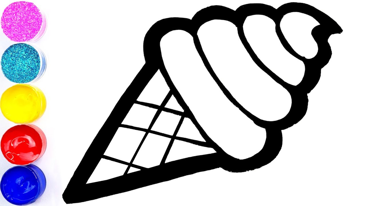 1280x720 Glitter Ice Cream Drawing Coloring Pages Learn Colors For Kids