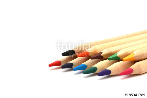 500x334 Color Pencils For Drawing On A White Background, Copy Space Stock