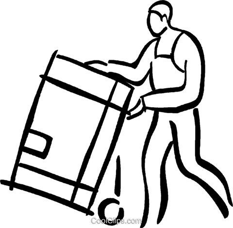 480x470 Man With A Shipping Crate Royalty Free Vector Clip Art