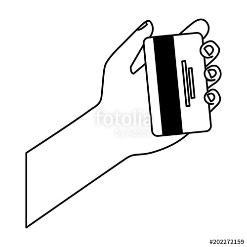 500x500 Cyber Security Hand Holding Credit Card Bank Vector Illustration