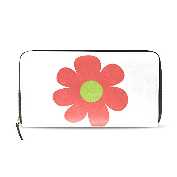 679x679 Cartoon Flowers Drawing Genuine Leather Wallet Case Credit Card