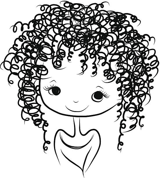 551x612 Curly Hair Line Art