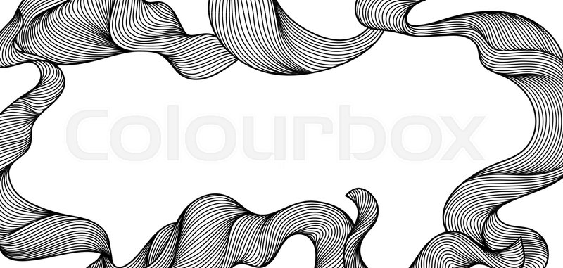 800x381 Frame With Wave Line Curls Monochrome Stock Vector Colourbox