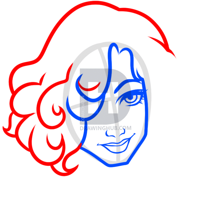 749x720 How To Draw Curly Hair, Step