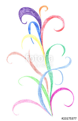 326x500 Curls Pattern, Drawing Of Floral Abstract Decoration Stock Photo
