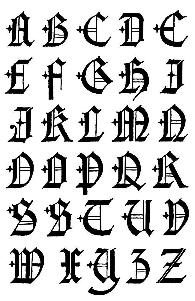 650x1000 gothic letters a z typography, journals  calligraphy
