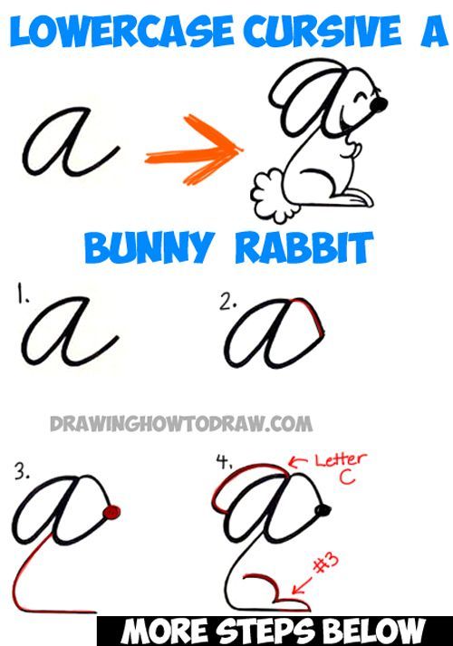 500x713 How To Draw A Cartoon Bunny Rabbit From A Cursive Letter A Shape