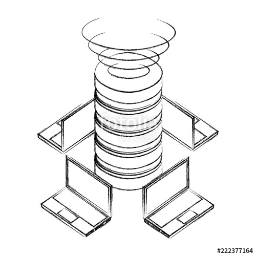 500x500 Laptops Connected Database Server Network Digital Technology
