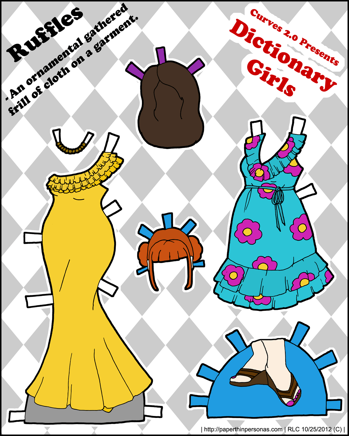 1200x1500 Dictionary Girl's Get Ruffled Paper Doll Clothes Paper Thin Personas