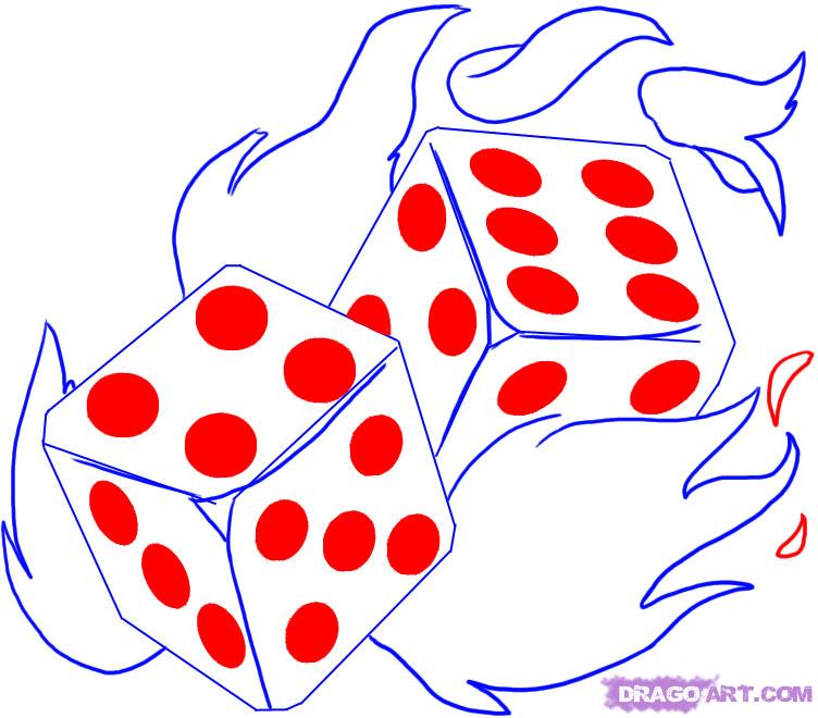 752x660 Draw Flaming Dice, Die, Step