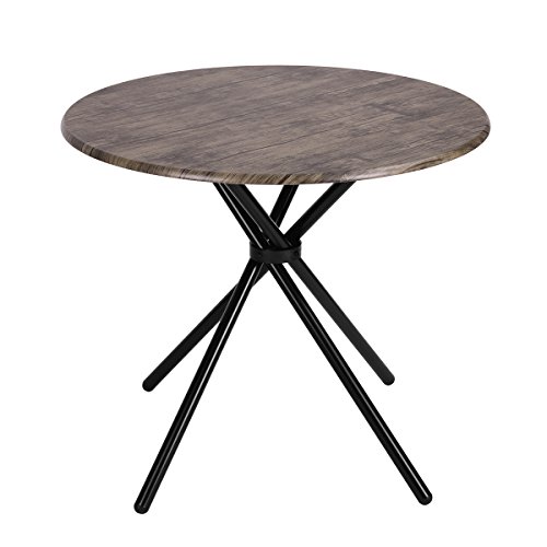 500x500 Kitchen Dining Table Industrial Brown Round Mid Century Wood