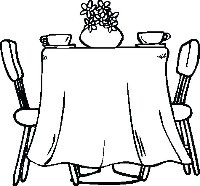 675x628 Dining Room Black And White Clipart