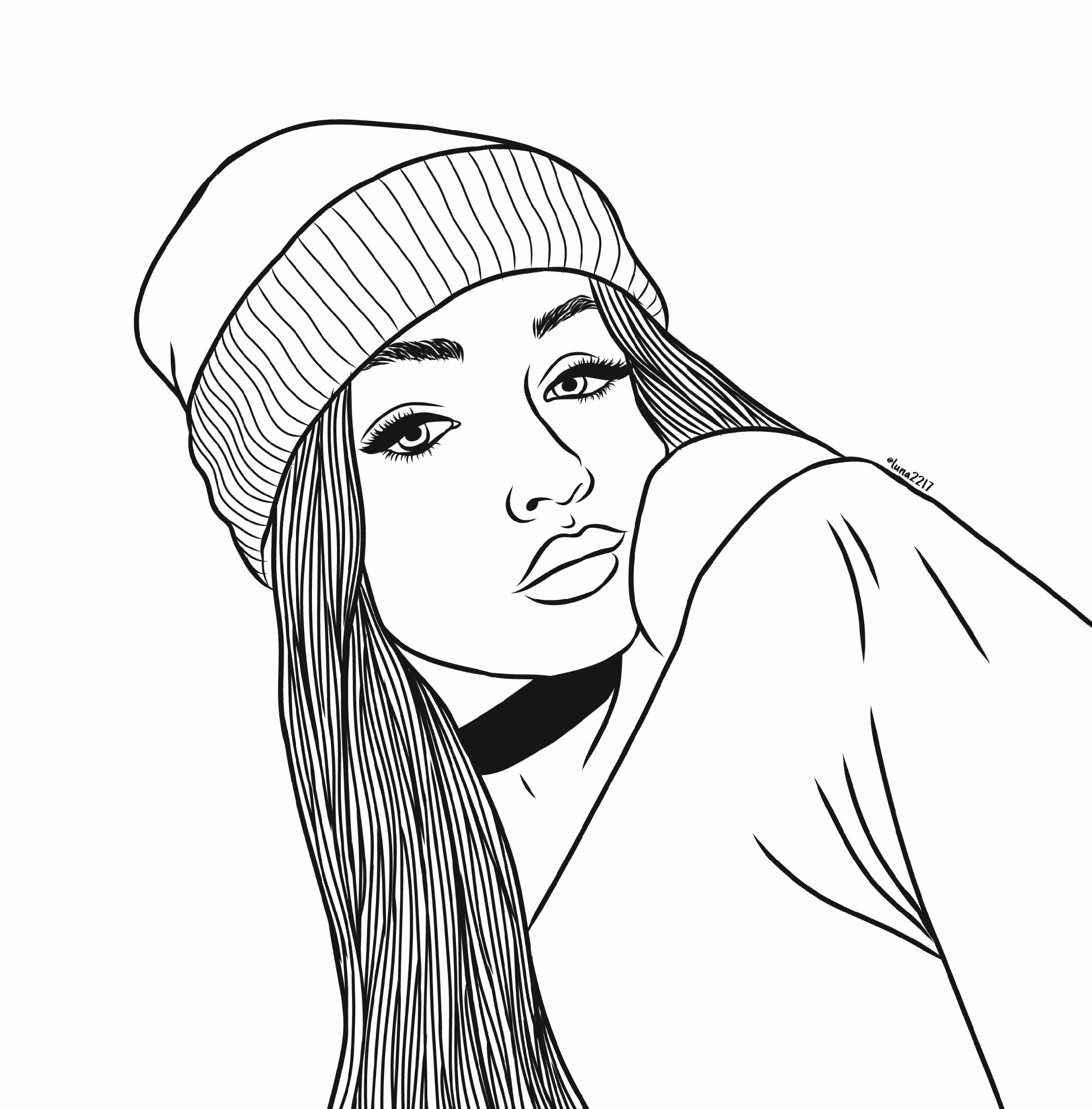 2272x2307 Freetoedit Drawing Girl Tumblr Tumblroutlines Linesart
