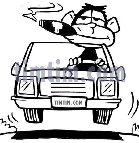 450x464 Free Drawing Of A Monkey Driver Cigar Bw From The Category Cars