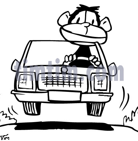 453x462 Free Drawing Of Monkey Driver Bw From The Category Cars Trucks