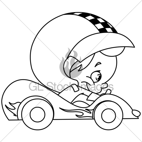 500x500 Outlined Kid Race Car Driver Gl Stock Images