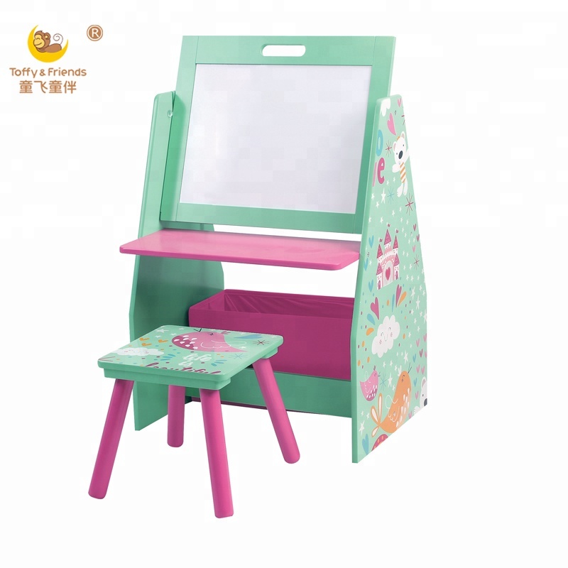 800x800 kids wooden drawing easel with stool double sided functional easel