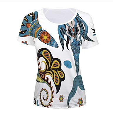385x385 T Shirt,sea Horse And Calmar Pattern Drawing Effect