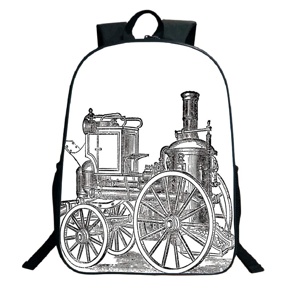 1000x1000 Kids School Backpack,steam Engine,old Fireman Truck