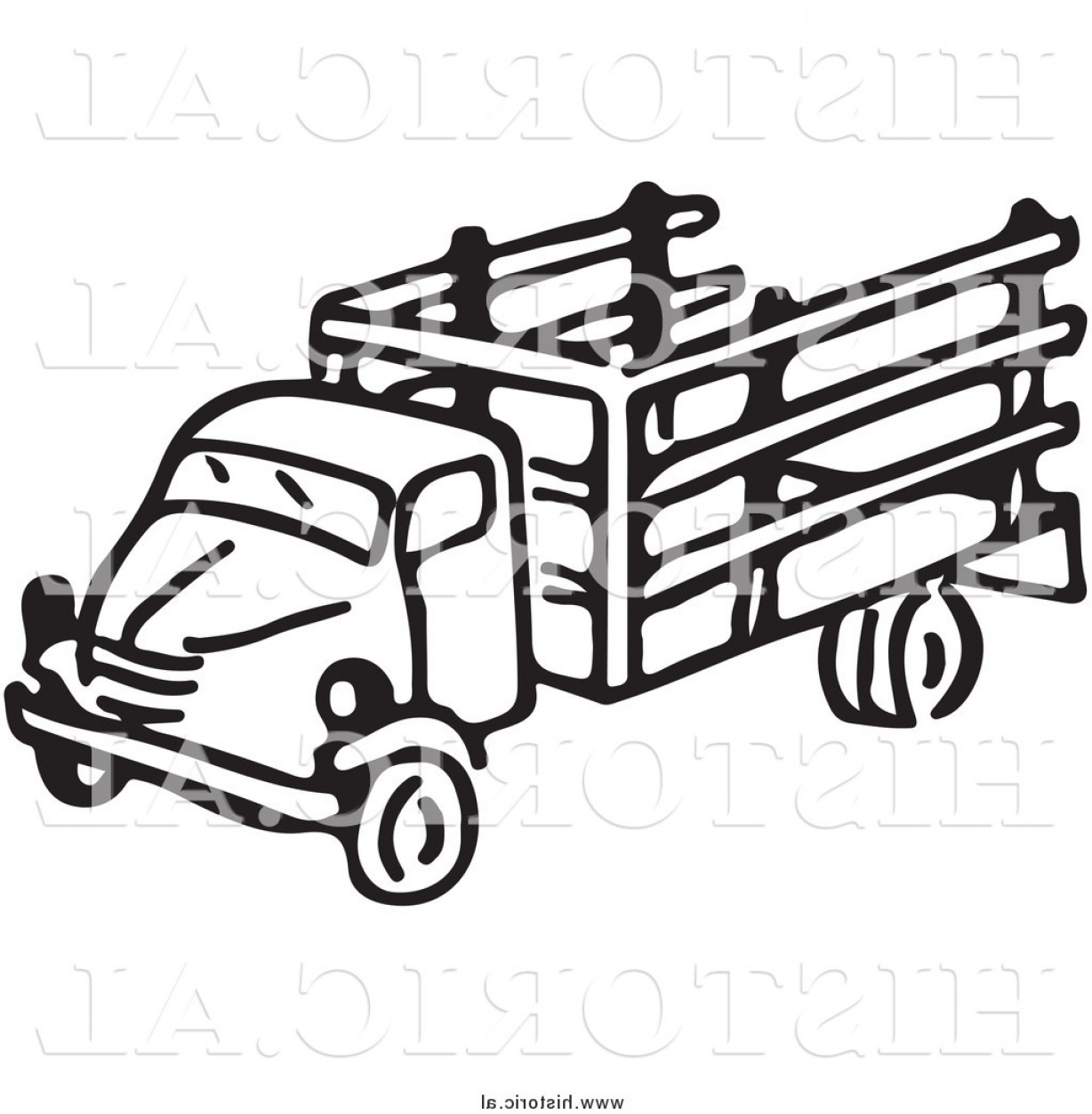 1228x1252 Clipart Of An Old Farm Truck Black And White Drawing