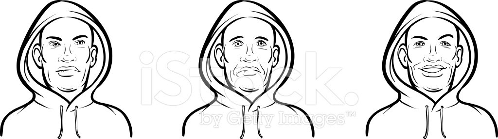 1024x287 Whiteboard Drawing Black Man Face In Hood Three Expressions