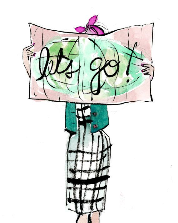 570x713 Travel Art Print Let's Go! Map Girl A Thing Created Art