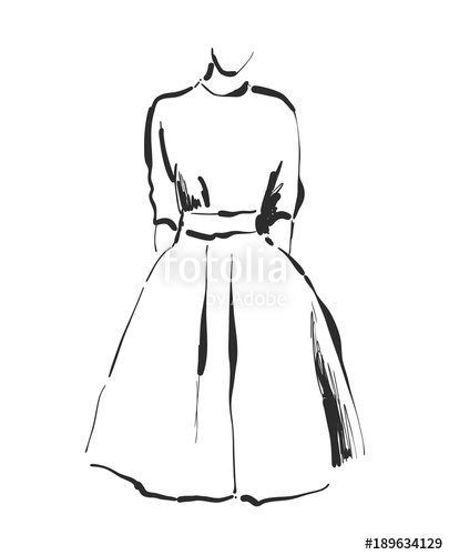 405x500 Vector Dress Drawing Hand Drawn Clothes Sketch Stock Image