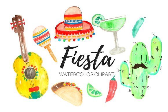 580x387 Watercolor Fiesta Clipart