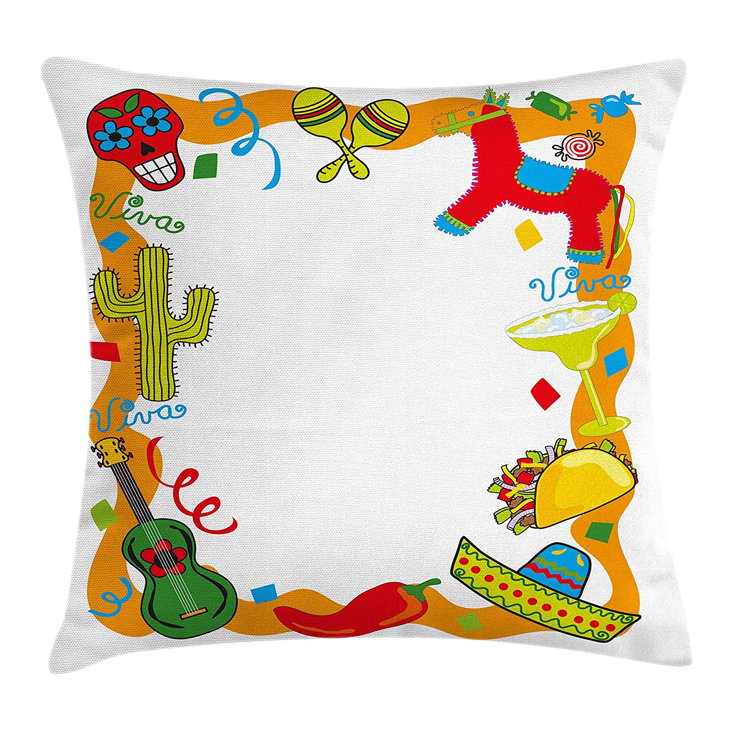 1500x1500 ambesonne fiesta throw pillow cushion cover, cartoon