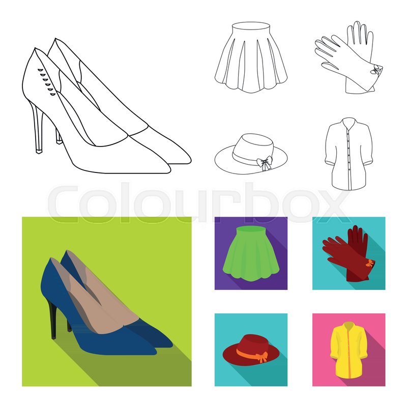 800x800 skirt with folds, leather gloves, stock vector colourbox