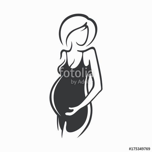 500x500 Drawing Linear Beautiful Pregnant Girl In Dark Clothes Birth