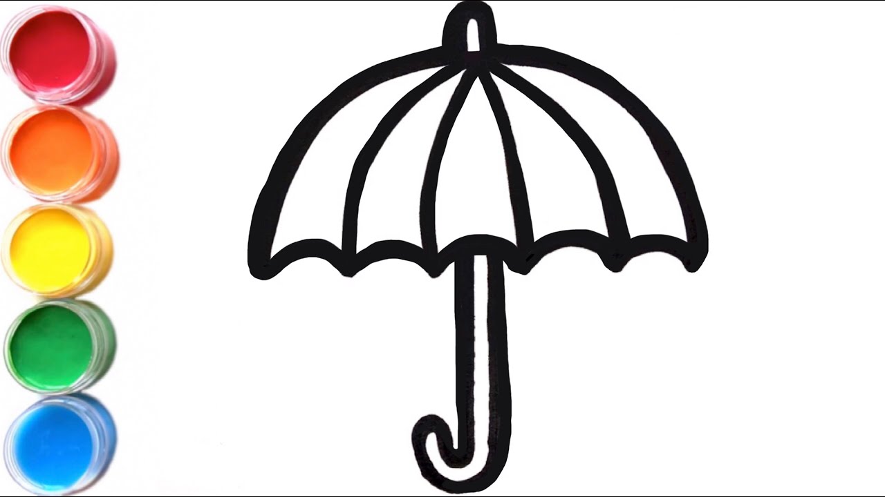1280x720 Rainy Umbrella Drawing And Rain Coloring For Babies, Kids