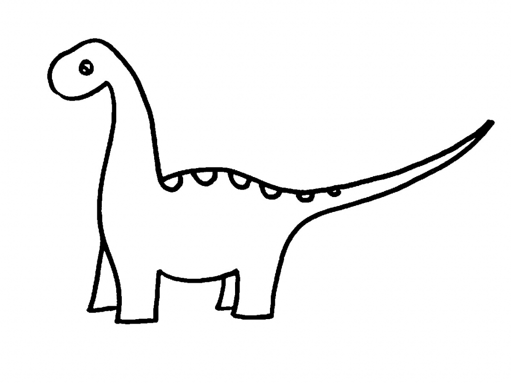 1024x768 Dinosaur Drawing Color Pages For Kids Small Cute Head Outline