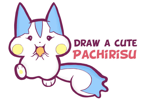 600x404 How To Draw Cute Pachirisu Pokemon With Easy Step