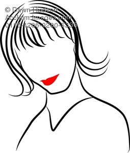 255x300 Simple Line Drawing Of A Portrait Of A Woman Clipart Illustration