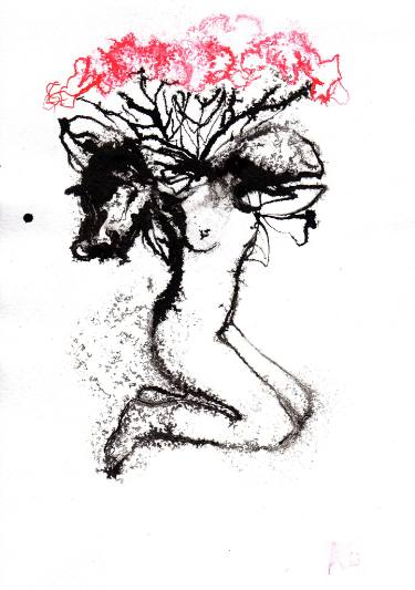 375x533 Beautiful Mix Of Flower And Woman Drawing