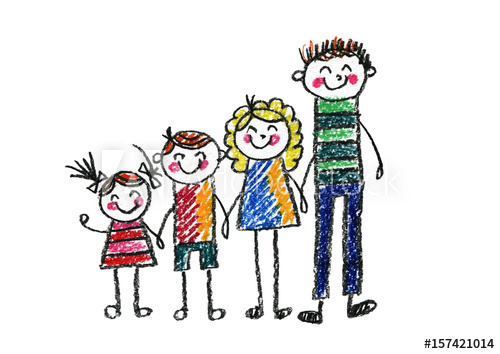 500x354 Kids Drawing Happy Family Mother, Father, Sister, Brother Boy